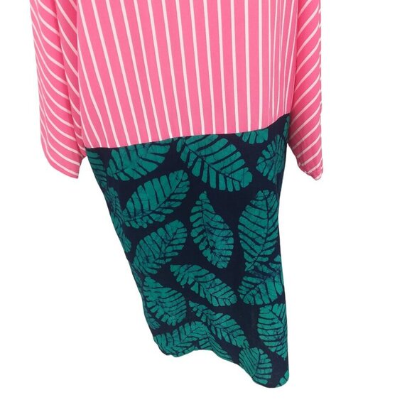 Studio 189 Short Sleeve Kimono Size M Pink Silk Cotton Open Front Striped Batik - Picture 9 of 13